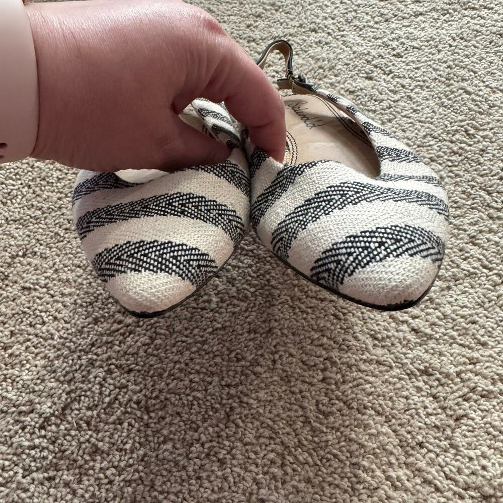 Splendid Black & Cream Natural Canvas Stripe Slingback Flats Size 8.5 Open Back - Picture 3 of 13